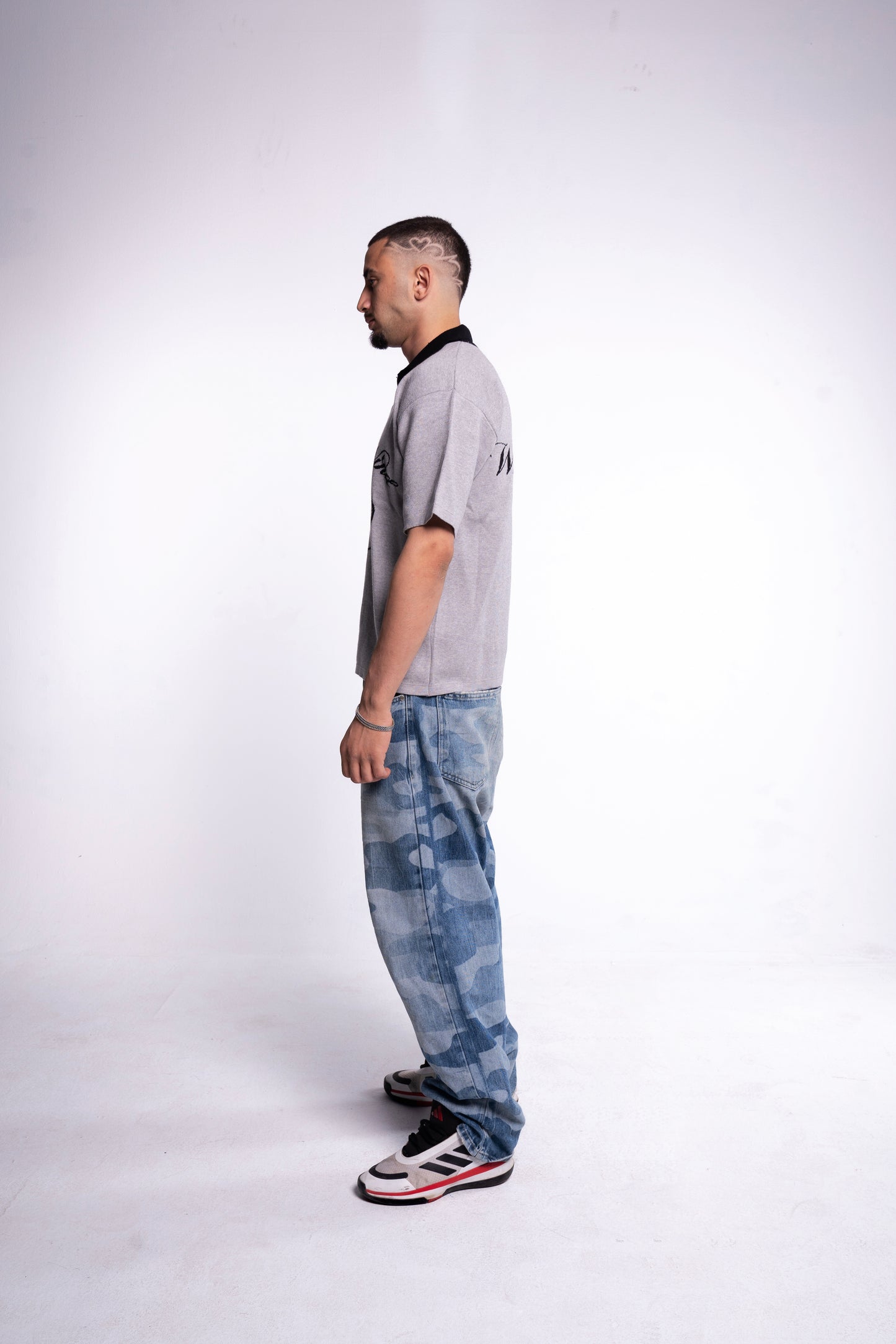 Grey knitted polo