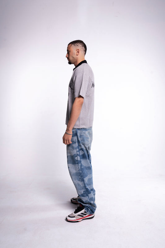 Grey knitted polo