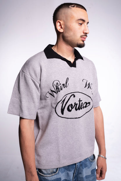 Grey knitted polo