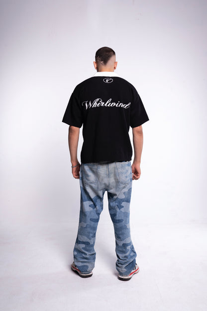 Black knitted polo