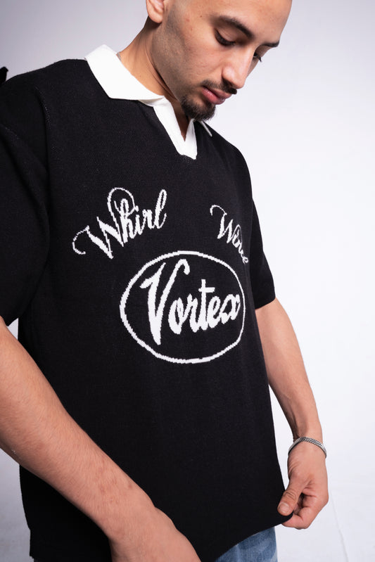 Black knitted polo