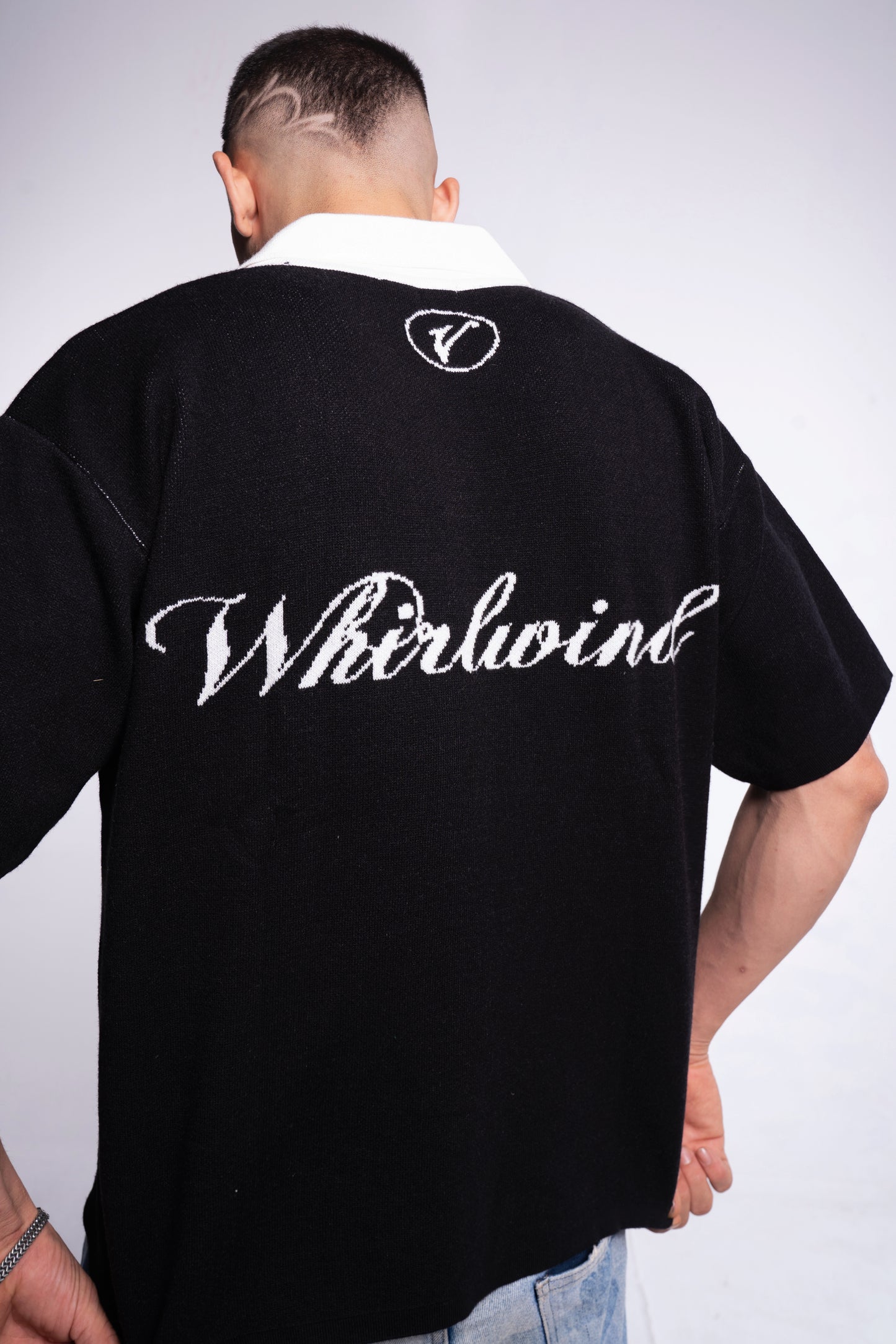 Black knitted polo