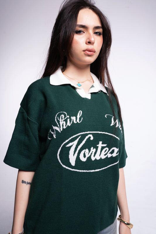 Green knitted polo