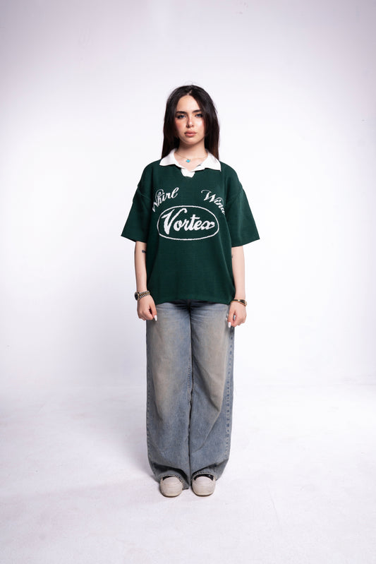 Green knitted polo