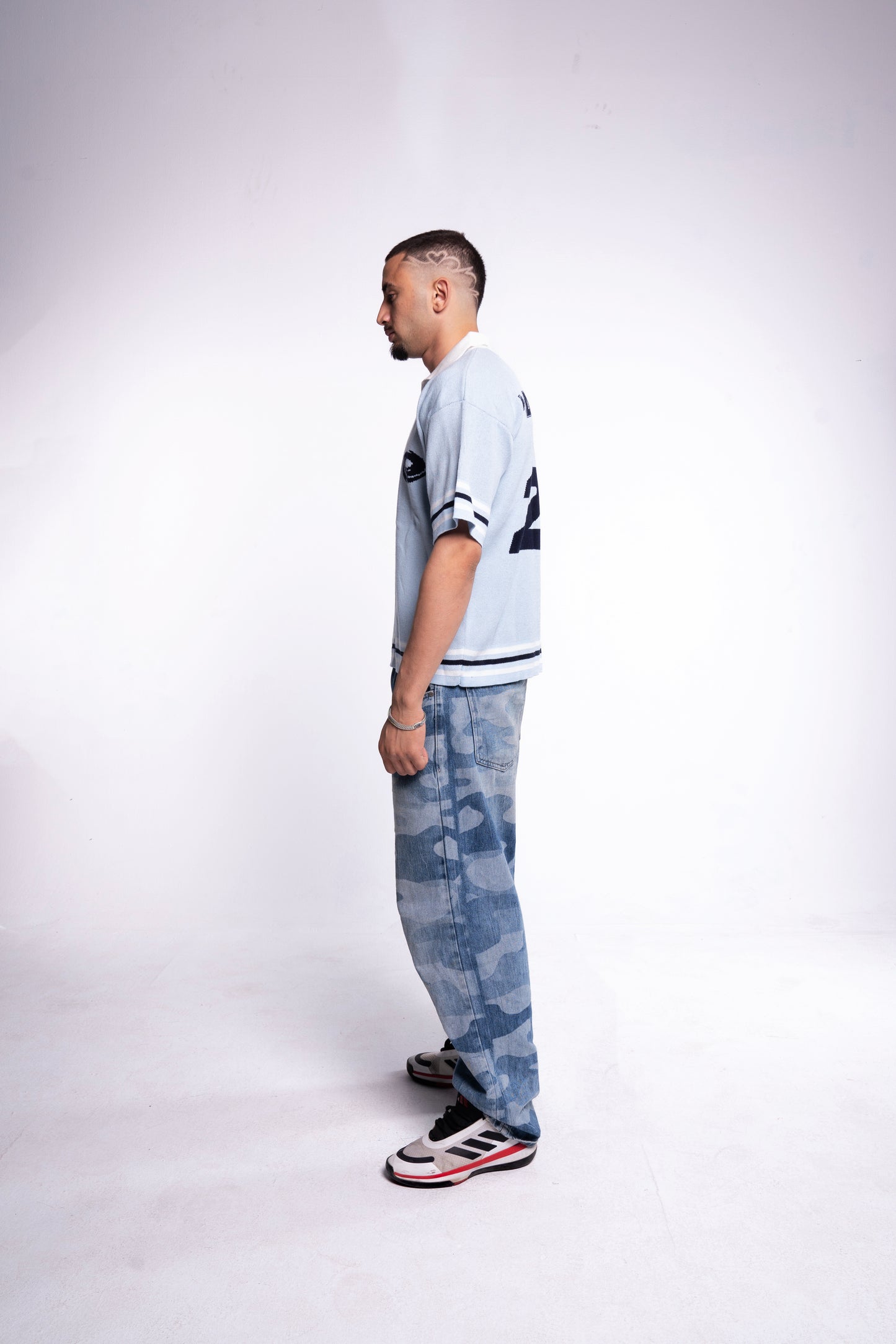 Baby blue knitted polo