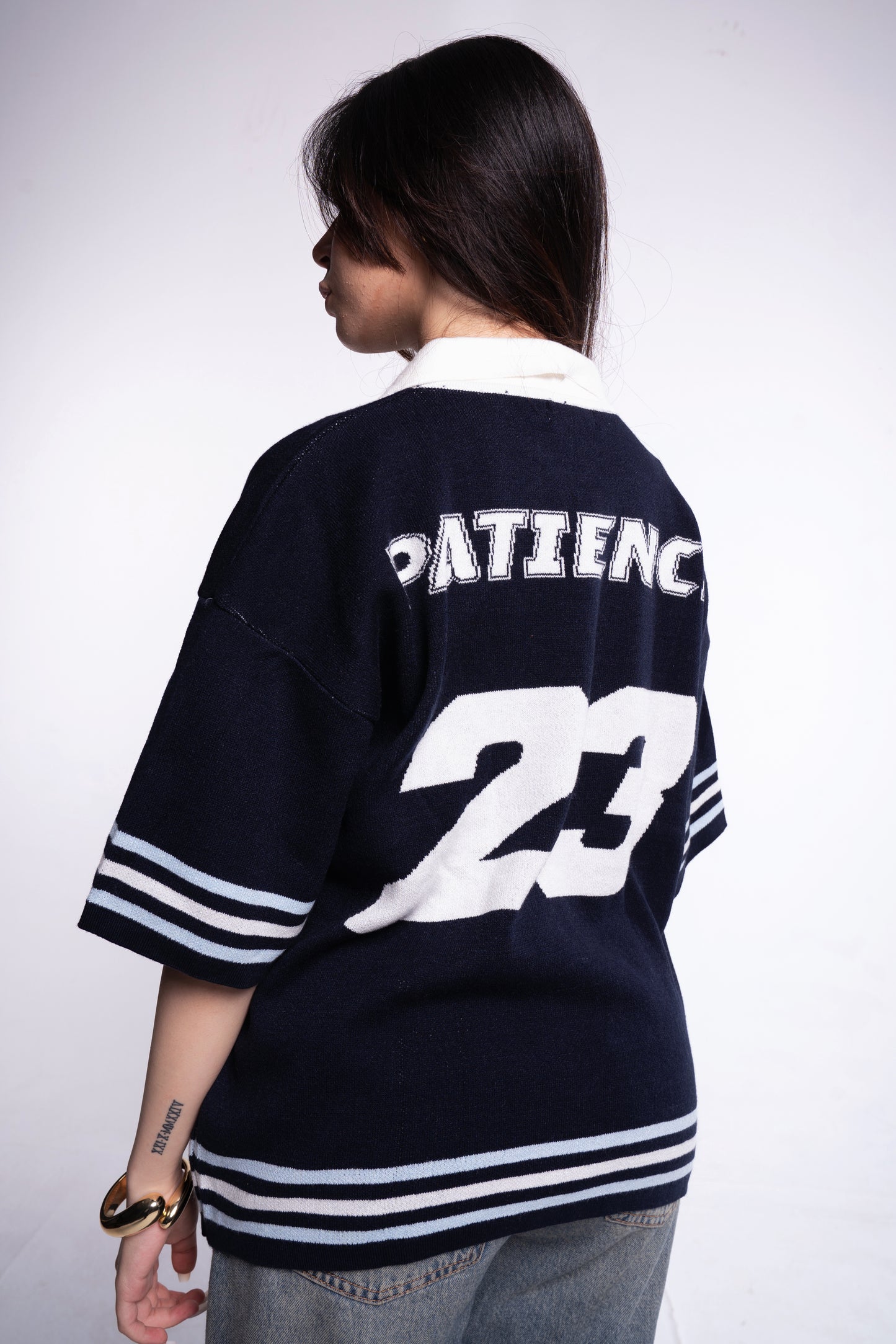 Dark blue knitted polo