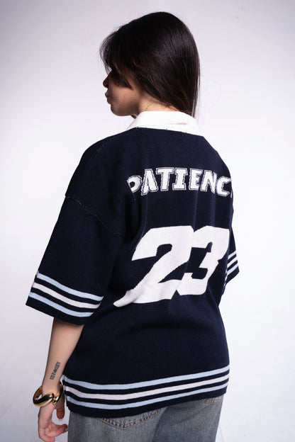Dark blue knitted polo