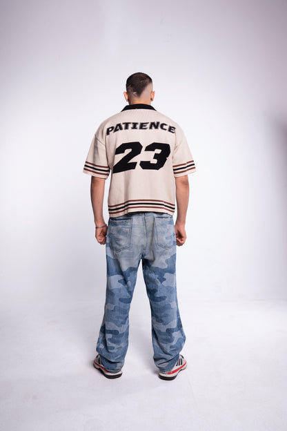 Beige knitted polo