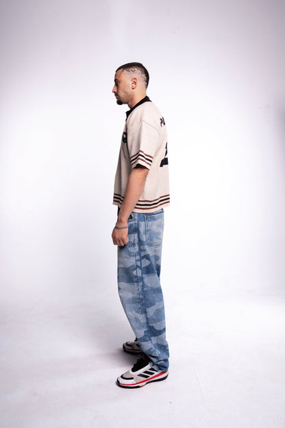 Beige knitted polo