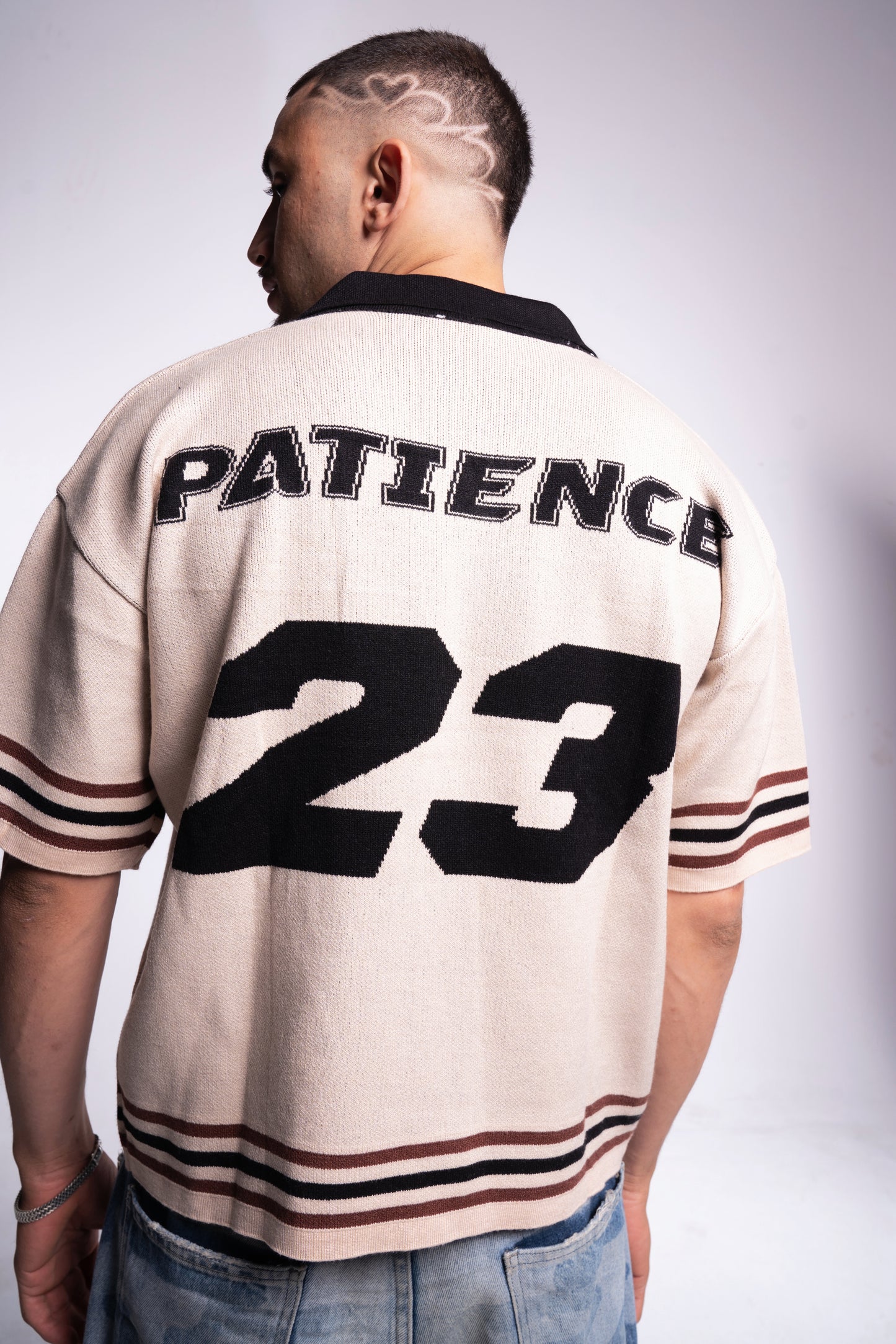 Beige knitted polo